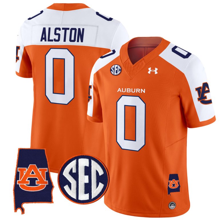 Personalized Damari Alston Jersey #0 Auburn Tigers SEC Patch Limited College Football Orange Alternate