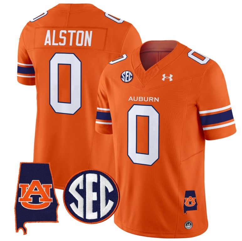 Personalized Damari Alston Jersey #0 Auburn Tigers SEC Patch Limited College Football Stitched Orange