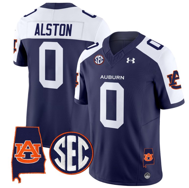 Personalized Damari Alston Jersey #0 Auburn Tigers SEC Patch Limited College Football Navy Alternate