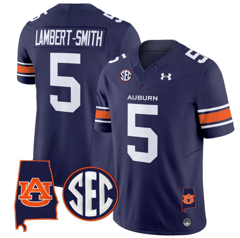 Personalized Lambert Smith Jersey #5 Auburn Tigers SEC Patch Limited College Football Stitched Navy
