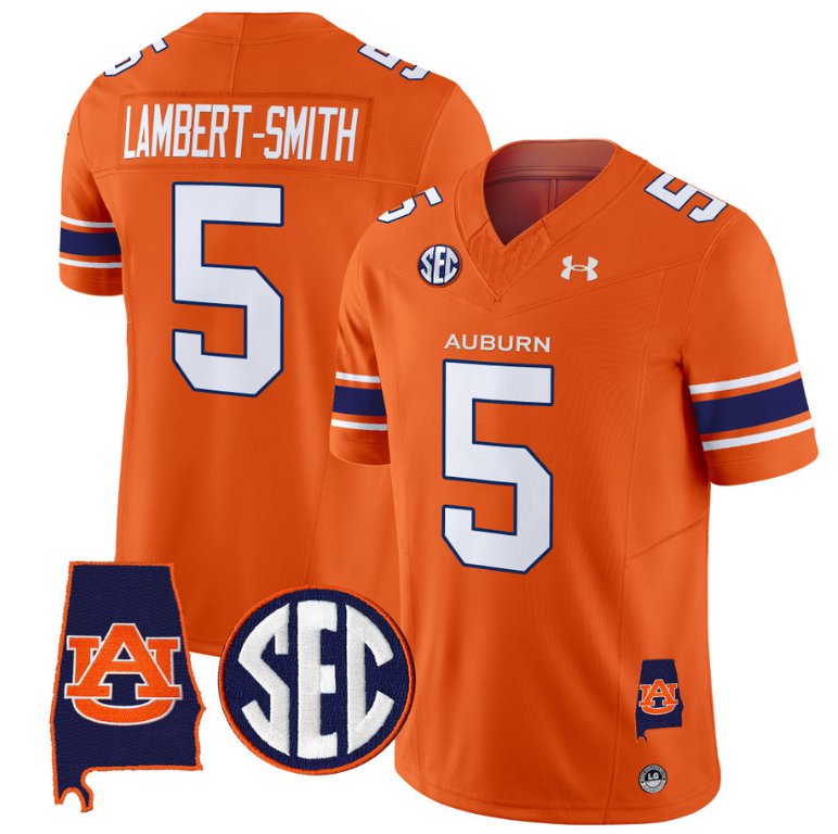 Personalized Lambert Smith Jersey #5 Auburn Tigers SEC Patch Limited College Football Stitched Orange