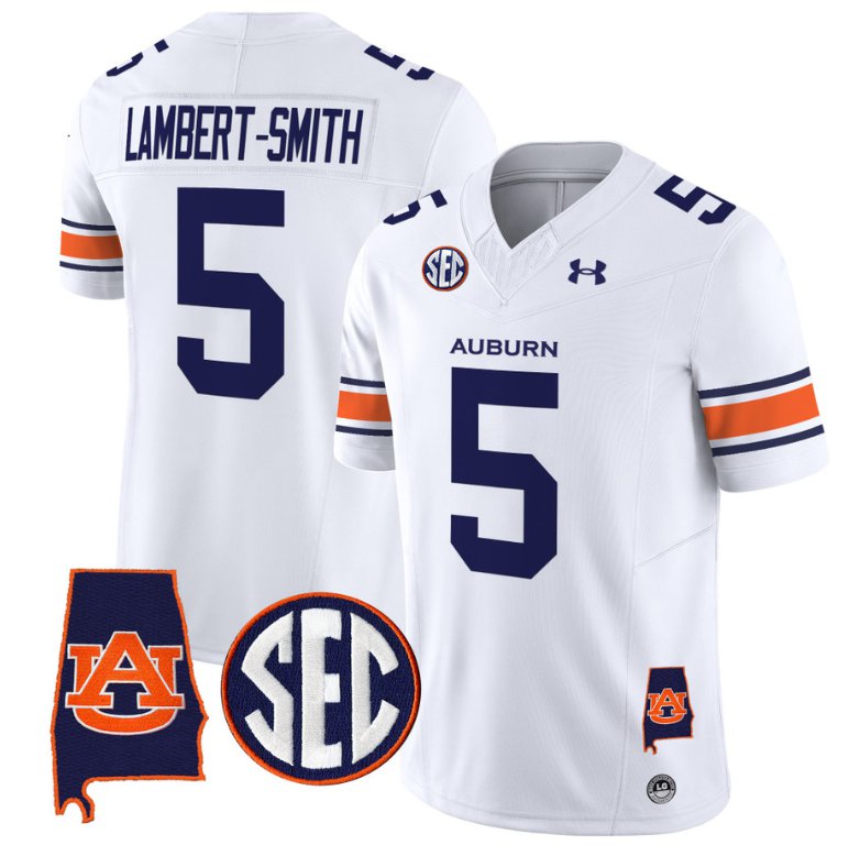 Personalized Lambert Smith Jersey #5 Auburn Tigers SEC Patch Limited College Football Stitched White