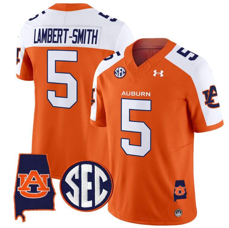 Personalized Lambert Smith Jersey #5 Auburn Tigers SEC Patch Limited College Football Orange Alternate