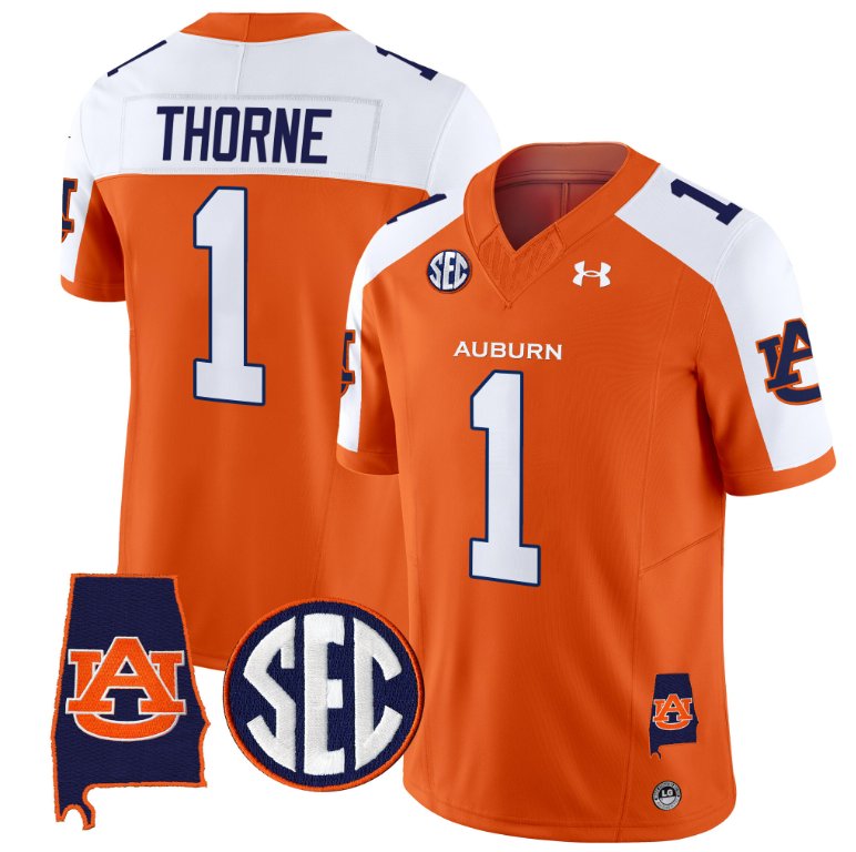 Personalized Payton Thorne Jersey #1 Auburn Tigers SEC Patch Limited College Football Orange Alternate