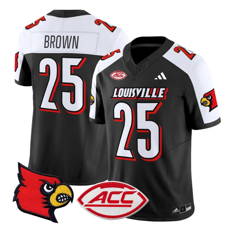 Personalized Isaac Brown Jersey #25 Louisville Cardinals Football Stitched Black Alternate