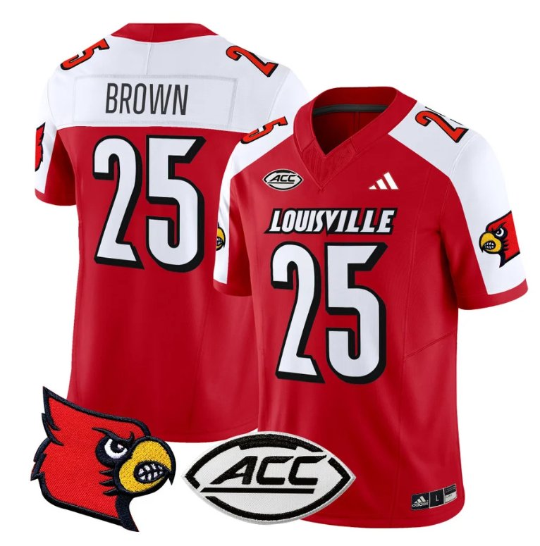 Personalized Isaac Brown Jersey #25 Louisville Cardinals Football Stitched Red Alternate