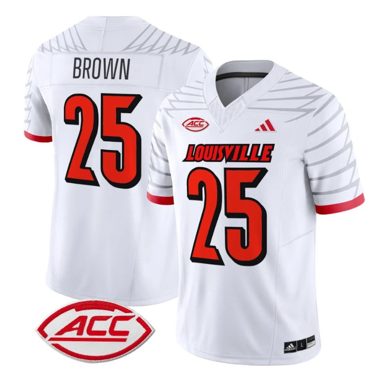 Personalized Isaac Brown Jersey #25 Louisville Cardinals Football Stitched White
