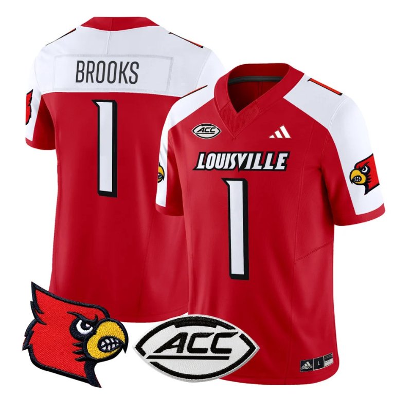 Personalized Ja’Corey Brooks Jersey #1 Louisville Cardinals Football Stitched Red Alternate
