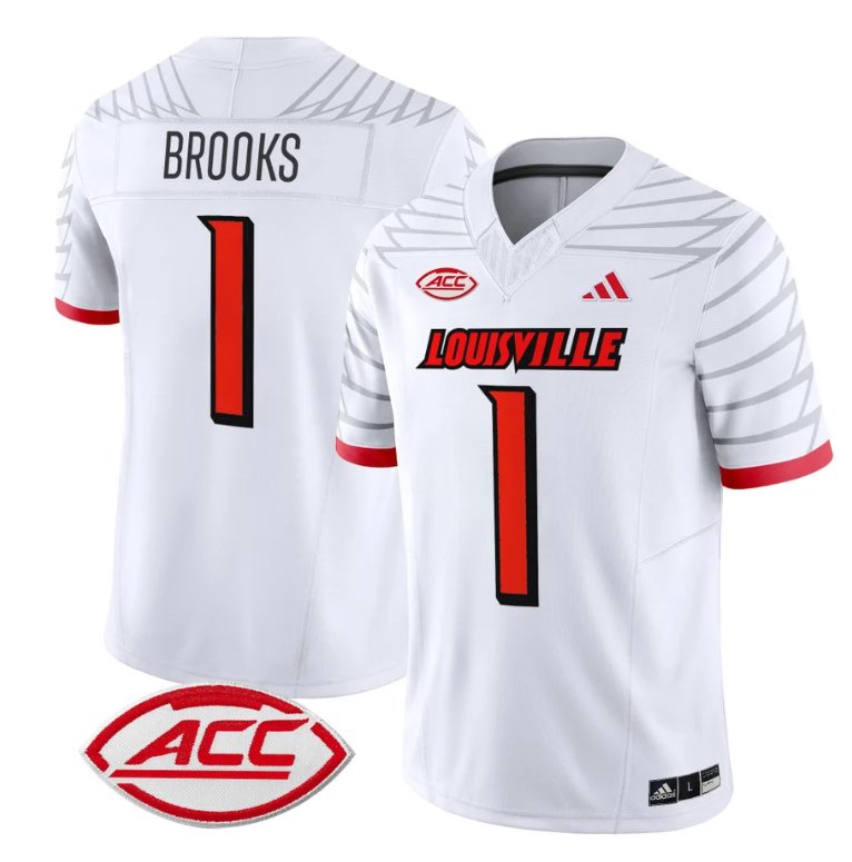Personalized Ja’Corey Brooks Jersey #1 Louisville Cardinals Football Stitched White