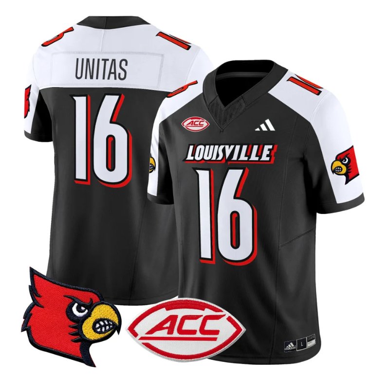 Personalized Johnny Unitas Jersey #16 Louisville Cardinals Football Stitched Black Alternate