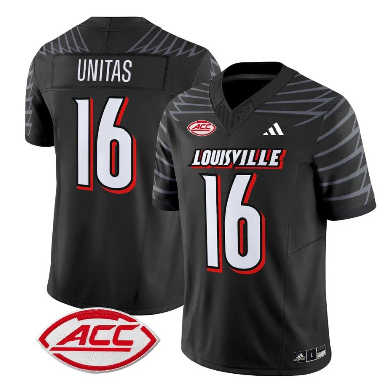 Personalized Johnny Unitas Jersey #16 Louisville Cardinals Football Stitched Black