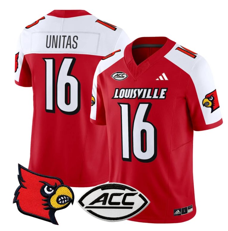 Personalized Johnny Unitas Jersey #16 Louisville Cardinals Football Stitched Red Alternate