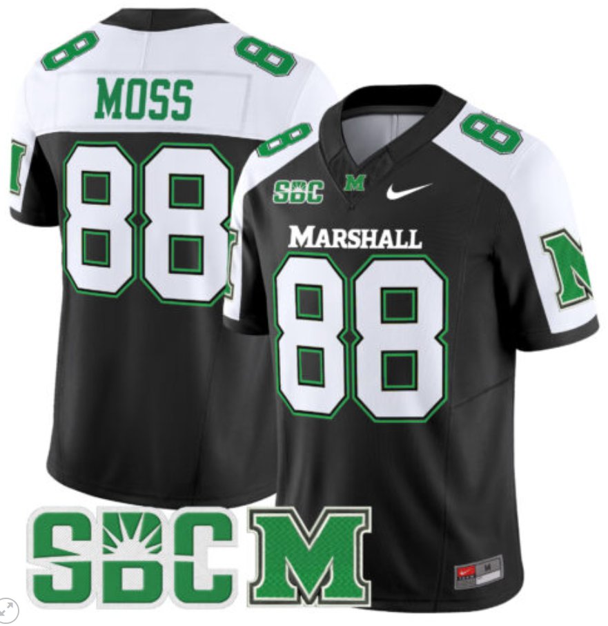 Personalized Randy Moss Jersey #88 Marshall Thundering Herd Limited Football Black Alternate