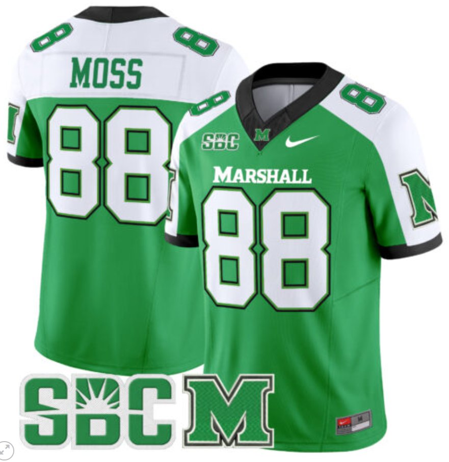 Personalized Randy Moss Jersey #88 Marshall Thundering Herd Limited Football Green Alternate