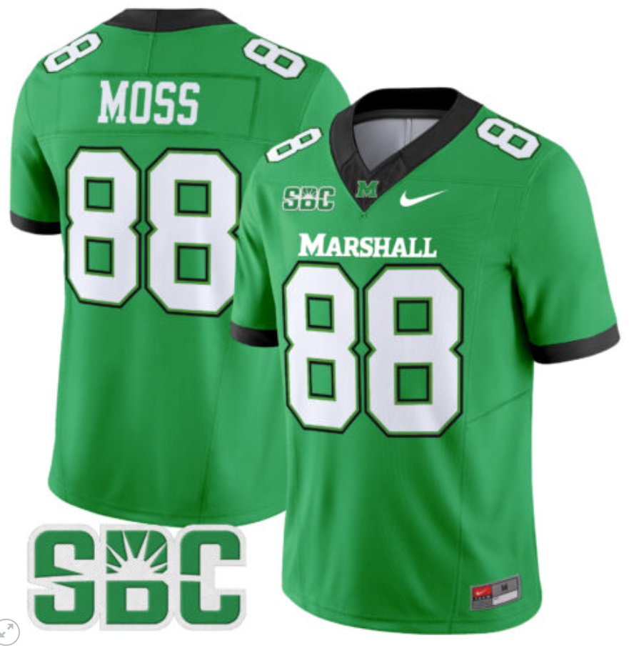 Personalized Randy Moss Jersey #88 Marshall Thundering Herd Limited Football Kelly Green