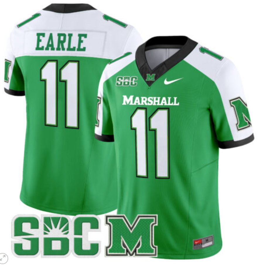 Personalized Stone Earle Jersey #11 Marshall Thundering Herd Limited Football Green Alternate
