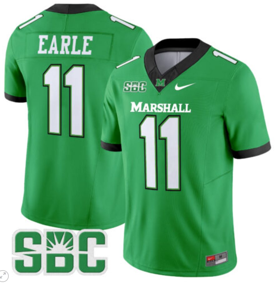 Personalized Stone Earle Jersey #11 Marshall Thundering Herd Limited Football Kelly Green