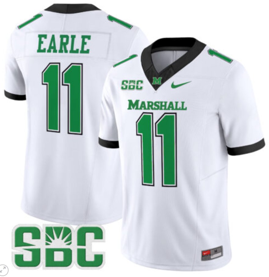 Personalized Stone Earle Jersey #11 Marshall Thundering Herd Limited Football White