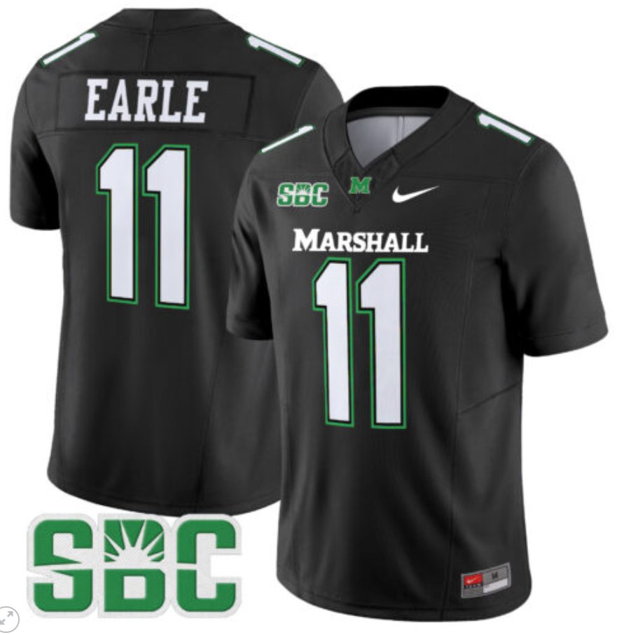 Personalized Stone Earle Jersey #11 Marshall Thundering Herd Limited Football Black