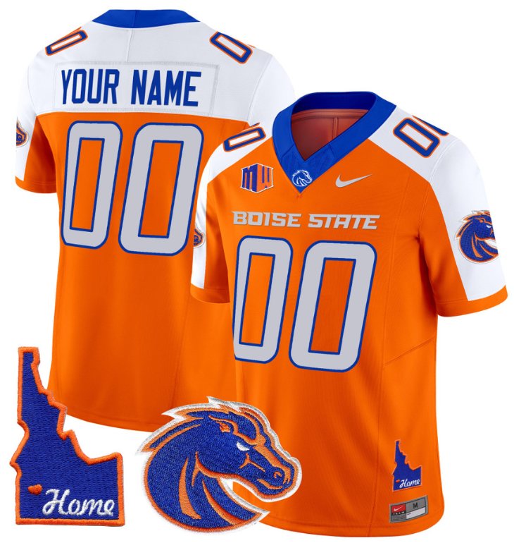 Personalized Custom Boise State Broncos Jersey Name, Number Home Patch Football Orange Alternate