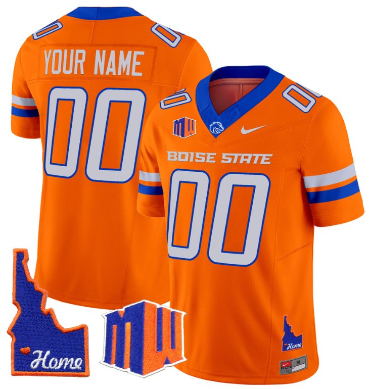 Personalized Custom Boise State Broncos Jersey Name, Number Home Patch Football Orange