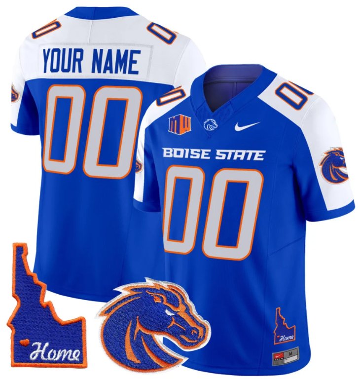 Personalized Custom Boise State Broncos Jersey Name, Number Home Patch Football Royal Alternate