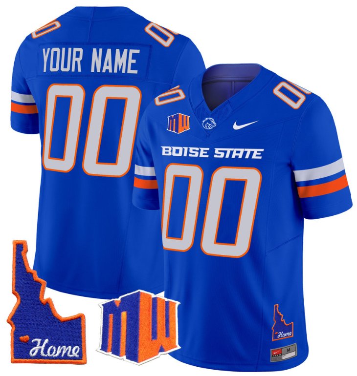 Personalized Custom Boise State Broncos Jersey Name, Number Home Patch Football Royal