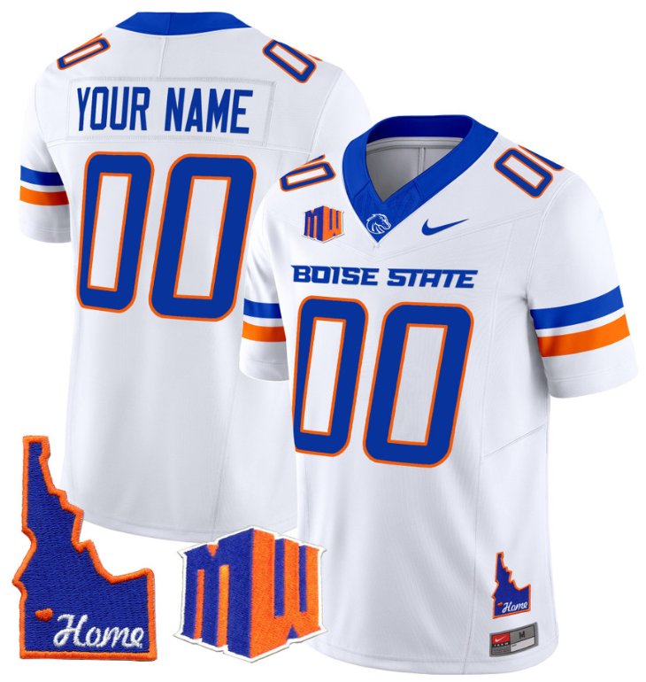 Personalized Custom Boise State Broncos Jersey Name, Number Home Patch Football White