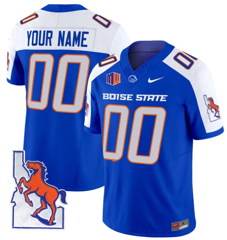 Personalized Custom Boise State Broncos Jersey Name, Number Map Patch Football Royal Alternate