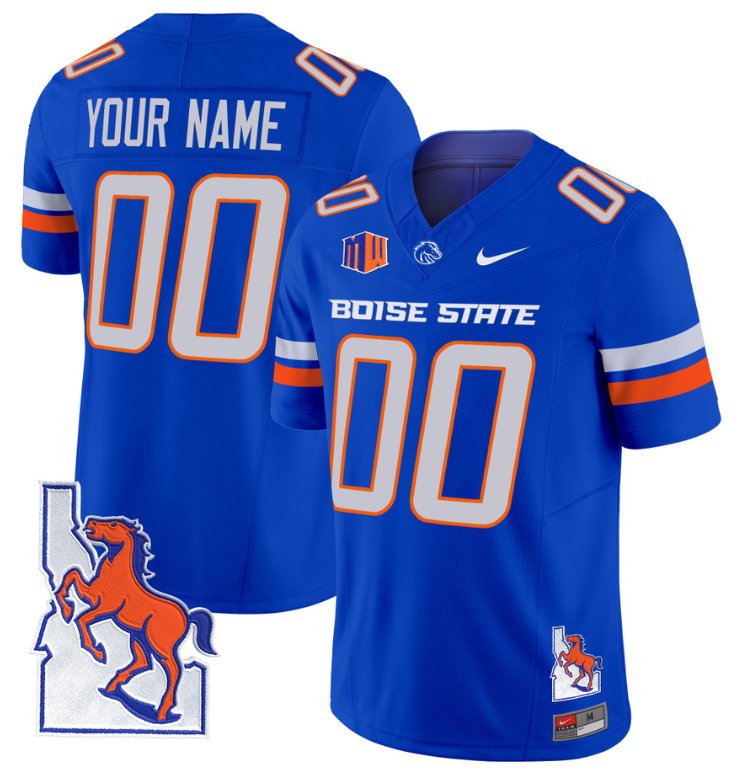 Personalized Custom Boise State Broncos Jersey Name, Number Map Patch Football Royal