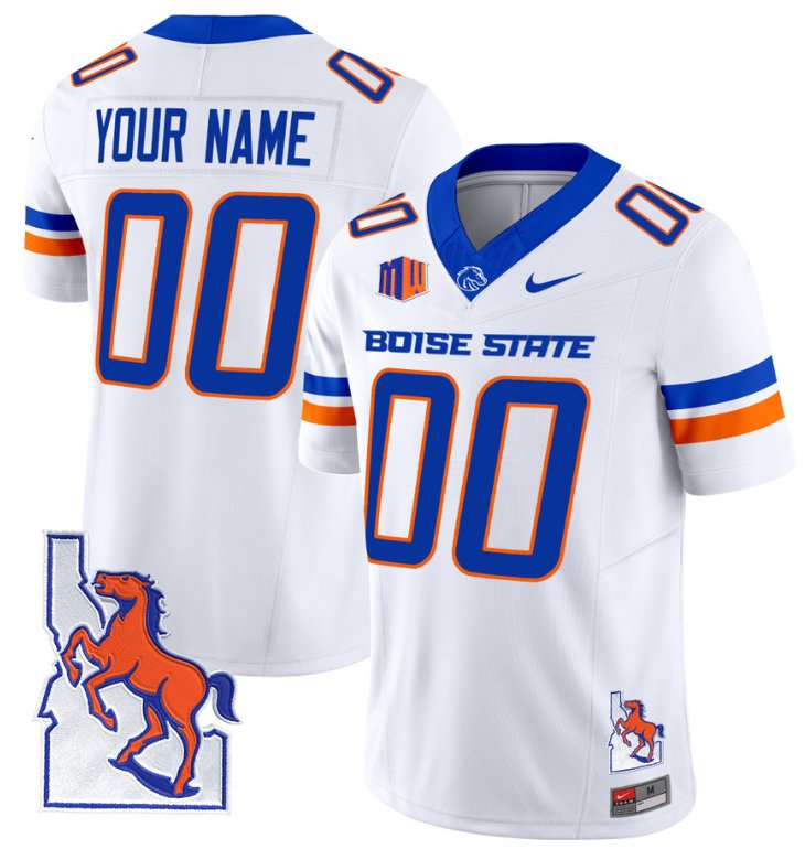 Personalized Custom Boise State Broncos Jersey Name, Number Map Patch Football White