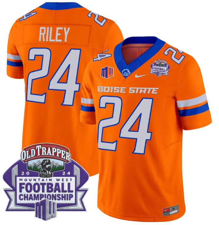 Personalized Dylan Riley Jersey #24 Boise State Broncos 2024 Championship Orange