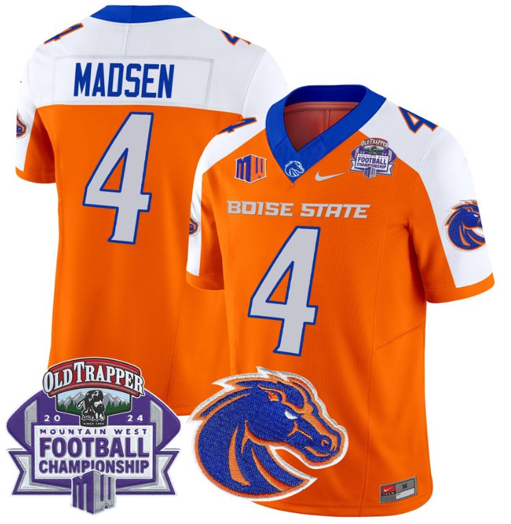 Personalized Maddux Madsen Jersey #4 Boise State Broncos 2024 Championship Orange Alternate