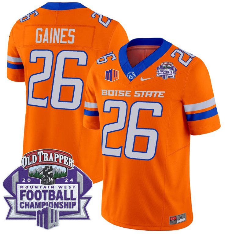 Personalized Sire Gaines Jersey #26 Boise State Broncos 2024 Championship Orange