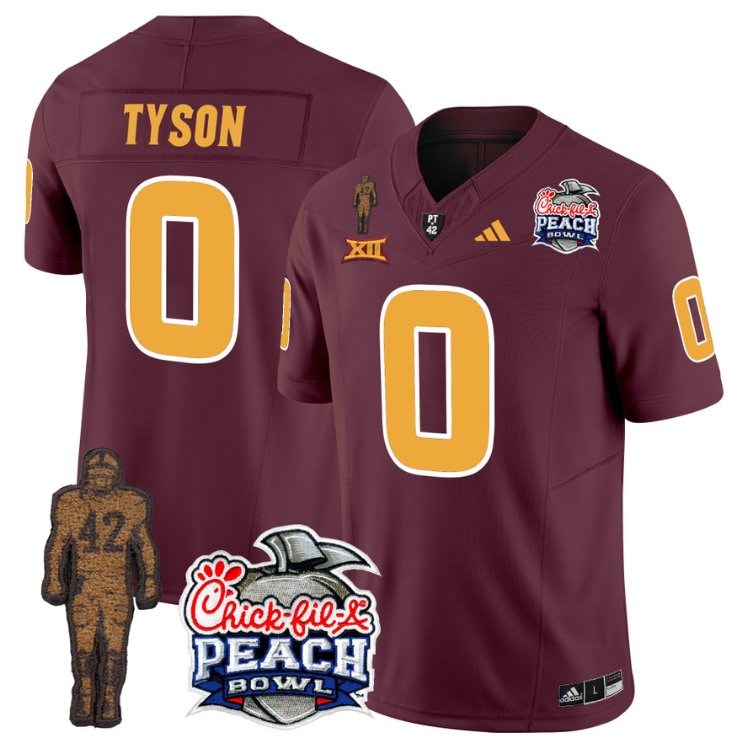 Personalized Jordyn Tyson Jersey #0 Arizona State Sun Devils Pat Tillman Peach Bowl Patch Maroon