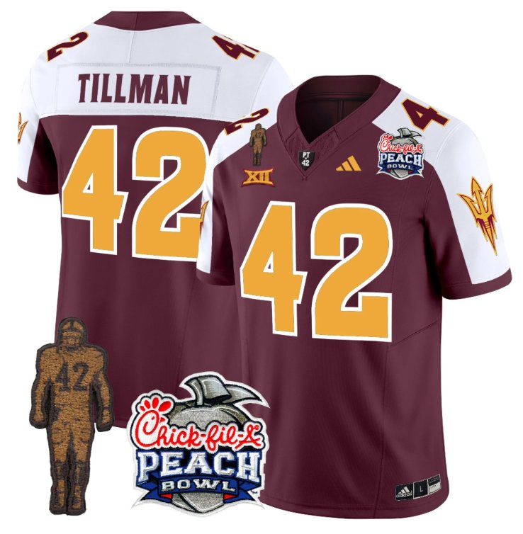 Personalized Pat Tillman Jersey #42 Arizona State Sun Devils Bowl Patch Football Maroon Alternate