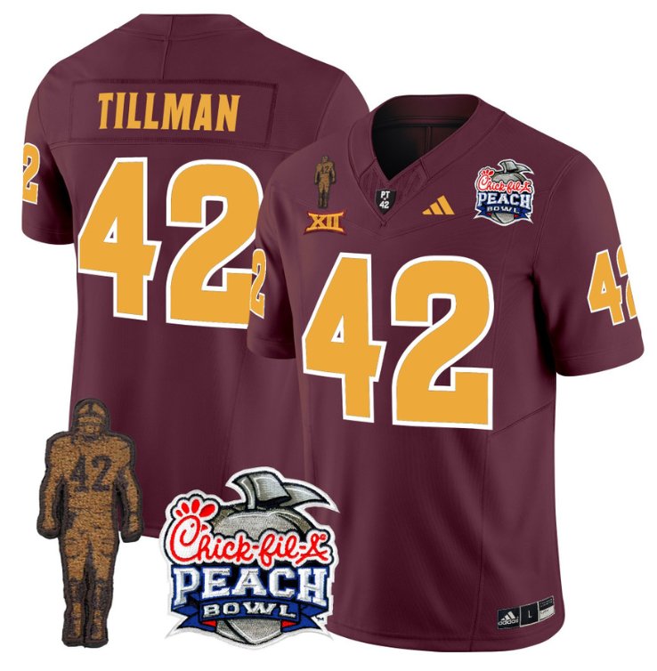 Personalized Pat Tillman Jersey #42 Arizona State Sun Devils Bowl Patch Football Maroon