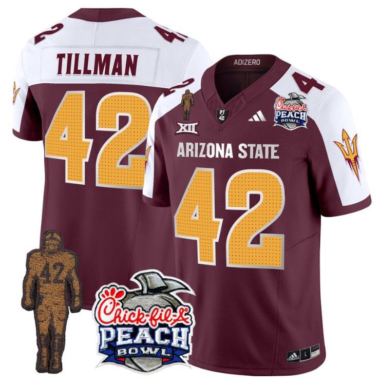 Personalized Pat Tillman Jersey #42 Arizona State Sun Devils Bowl Patch Football V2 Maroon Alternate