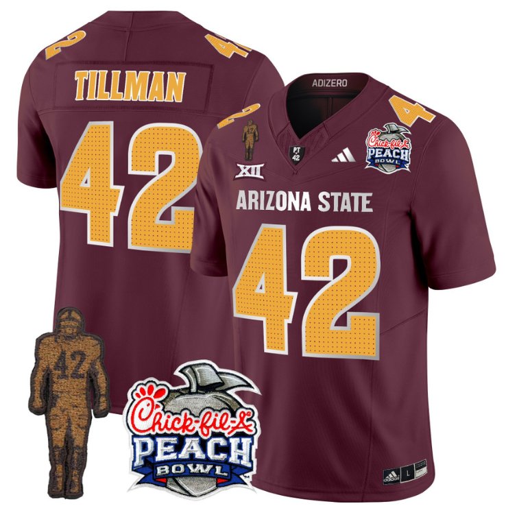 Personalized Pat Tillman Jersey #42 Arizona State Sun Devils Bowl Patch Football V2 Maroon