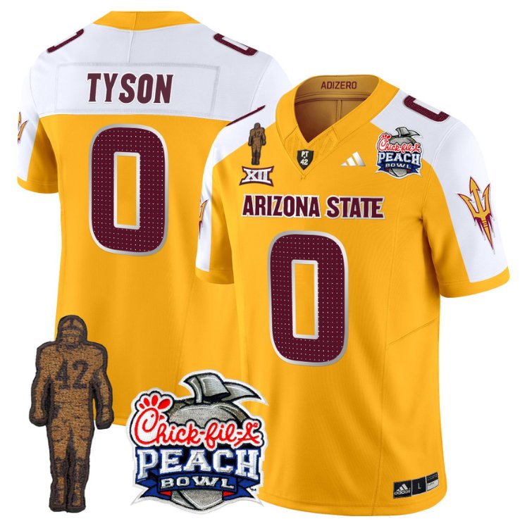 Personalized Jordyn Tyson Jersey #0 Arizona State Sun Devils Bowl Patch Football V2 Gold Alternate