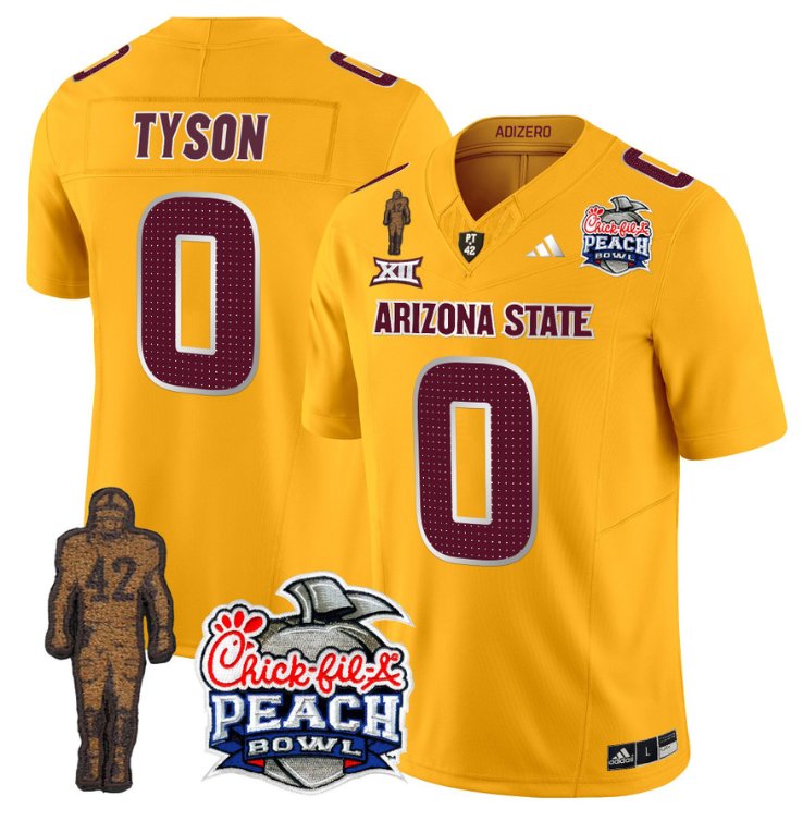 Personalized Jordyn Tyson Jersey #0 Arizona State Sun Devils Bowl Patch Football V2 Gold