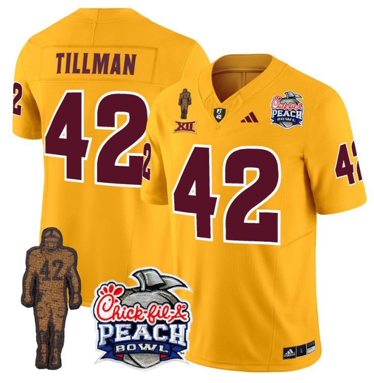 Personalized Pat Tillman Jersey #42 Arizona State Sun Devils Bowl Patch Football Gold