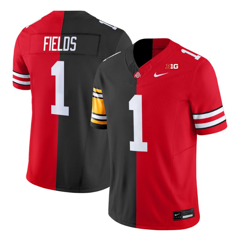 Personalized Justin Fields Jersey Steelers #1 Ohio State Buckeyes Split V2 Football