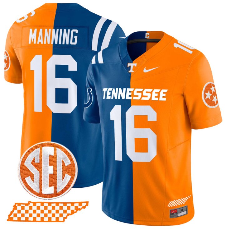 Personalized Peyton Manning Jersey Colts #16 Tennessee Volunteers Split Football