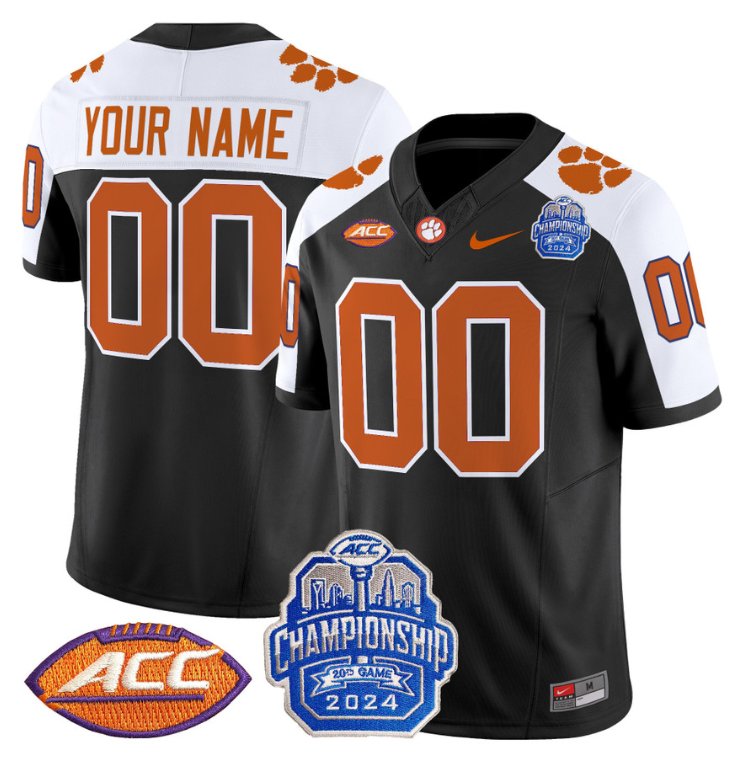 Personalized Custom Clemson Tigers Jersey 2024 ACC Championship Patch Football Black Alternate