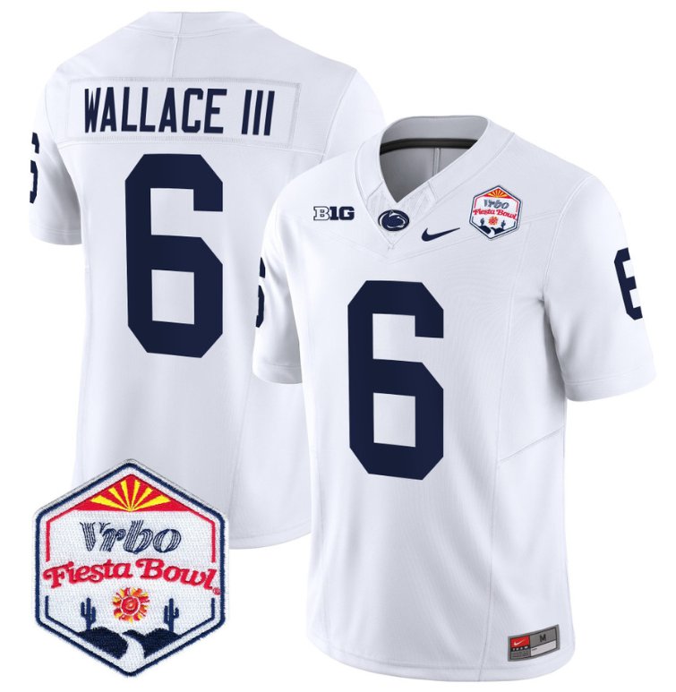 Personalized Harrison Wallace III Jersey #6 Penn State Nittany Lions 2024 Fiesta Bowl Patch White