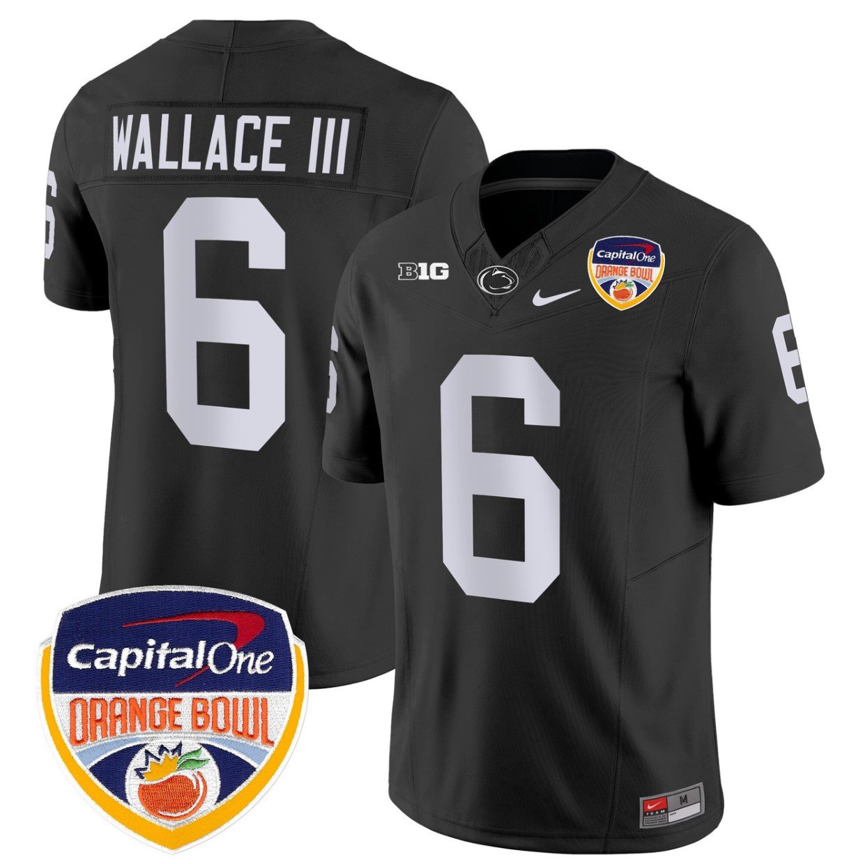 Personalized Harrison Wallace III Jersey #6 Penn State Nittany Lions Orange Bowl Patch Stitched Black