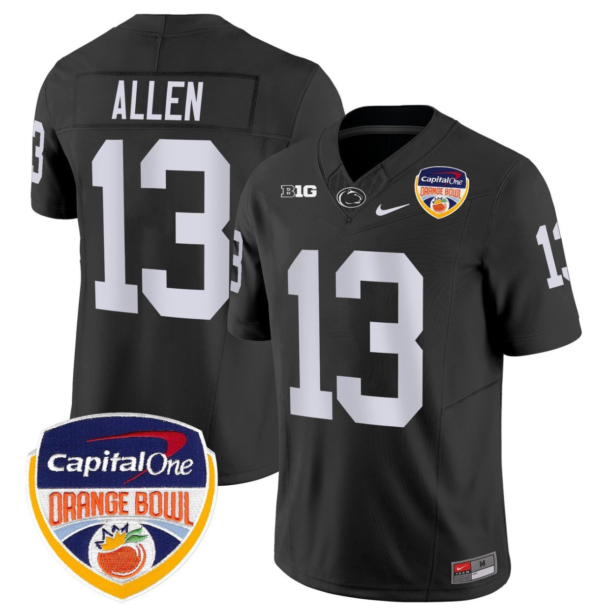 Personalized Kaytron Allen Jersey #13 Penn State Nittany Lions Orange Bowl Patch Stitched Black