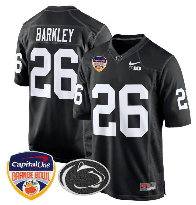 Personalized Saquon Barkley Jersey #26 Penn State Nittany Lions Orange Bowl Patch Black