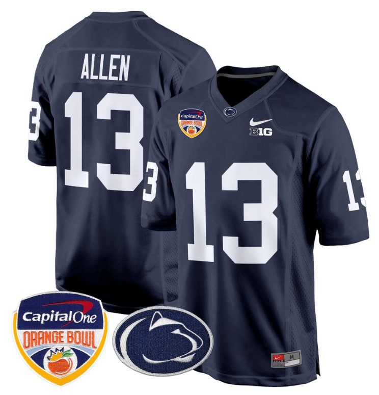 Personalized Kaytron Allen Jersey #13 Penn State Nittany Lions Orange Bowl Patch Navy
